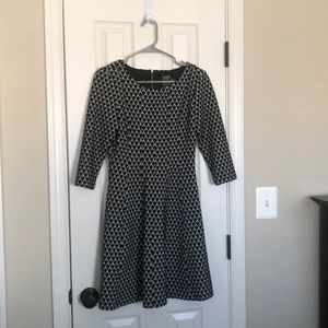 white and black diamond patterned dress